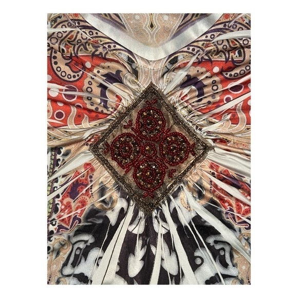 Apt 9 - Beaded V-neck - Multi-Color - Summer Dress - Size Petite Small - Picture 8 of 13